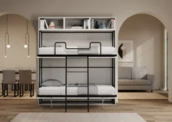 Letto doppio a scomparsa bianco frassino KNDL