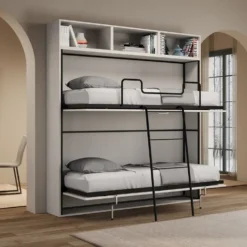 Letto doppio a scomparsa bianco frassino KNDL