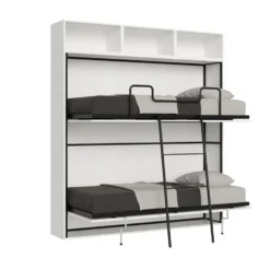 Letto doppio a scomparsa bianco frassino KNDL