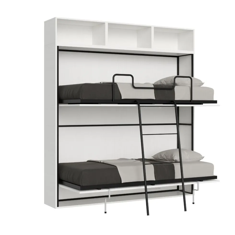 Letto doppio a scomparsa bianco frassino KNDL