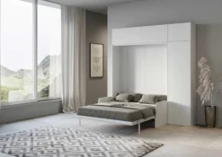 Letto matrimoniale a scomparsa con divano e pensili KNT18