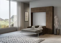 Letto matrimoniale a scomparsa con divano e pensili KNT18