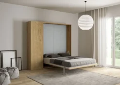 Letto matrimoniale a scomparsa con pensile a colonna KNT21