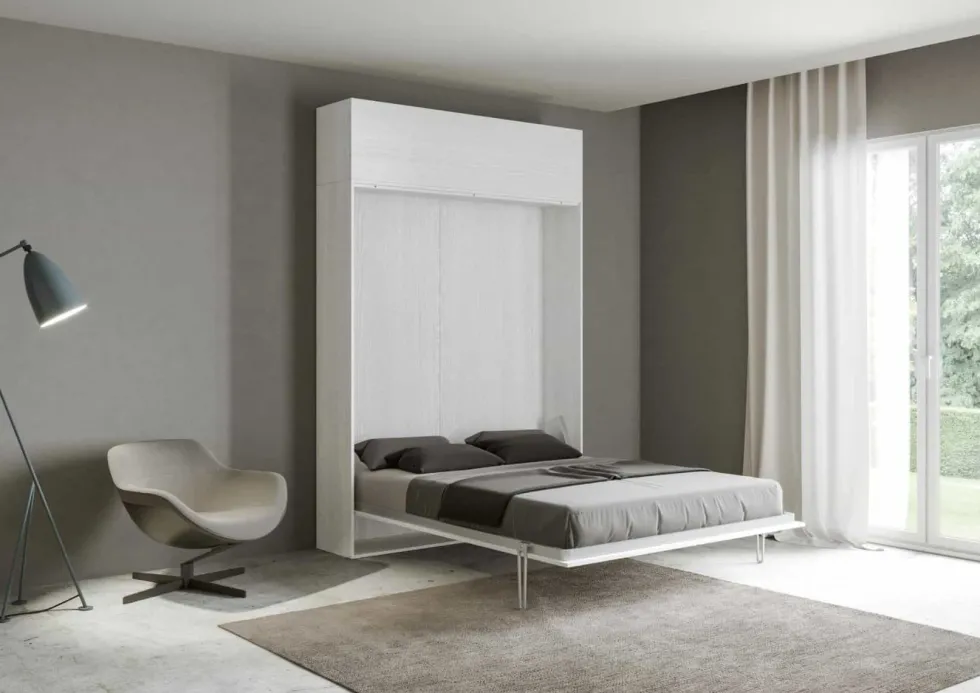 Letto matrimoniale a scomparsa con pensile a vasistas KNT19