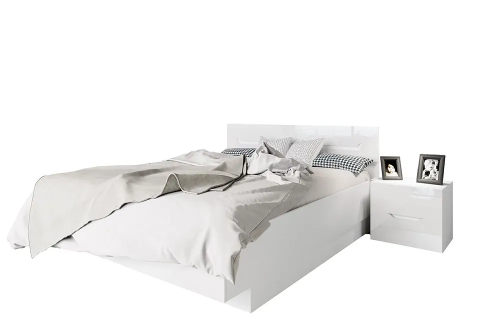 Letto matrimoniale bianco con comodini LI7