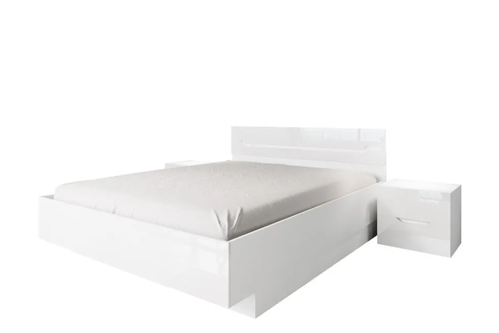 Letto matrimoniale bianco con comodini LI7