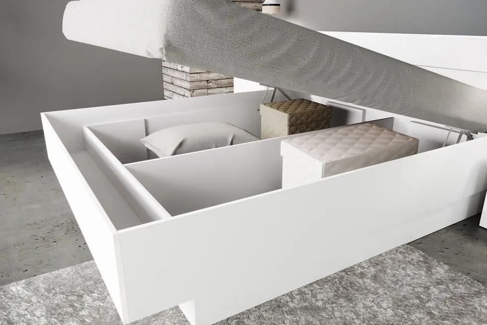 Letto matrimoniale bianco con comodini LI7