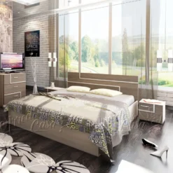 Letto matrimoniale con comodini rovere LU13