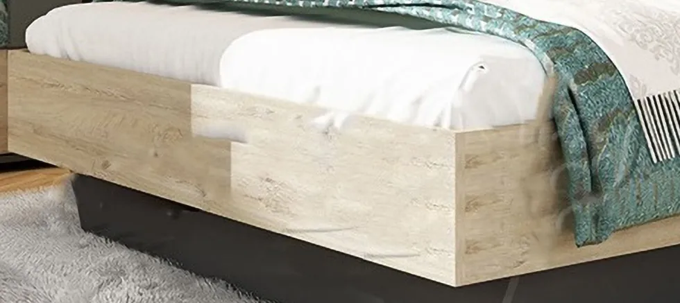 Letto matrimoniale contenitore con comodini 160x200cm grafite quercia beige LU44