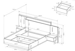Letto matrimoniale contenitore con comodini e luci LED 160X200cm bianco e rovere LLK13