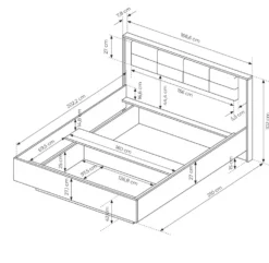 Letto matrimoniale contenitore 160X200cm marrone e nero LLK7
