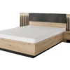 Letto matrimoniale contenitore 160X200cm rovere chiaro con dettagli neri LLK10