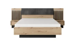 Letto matrimoniale contenitore 160X200cm rovere chiaro con dettagli neri LLK10