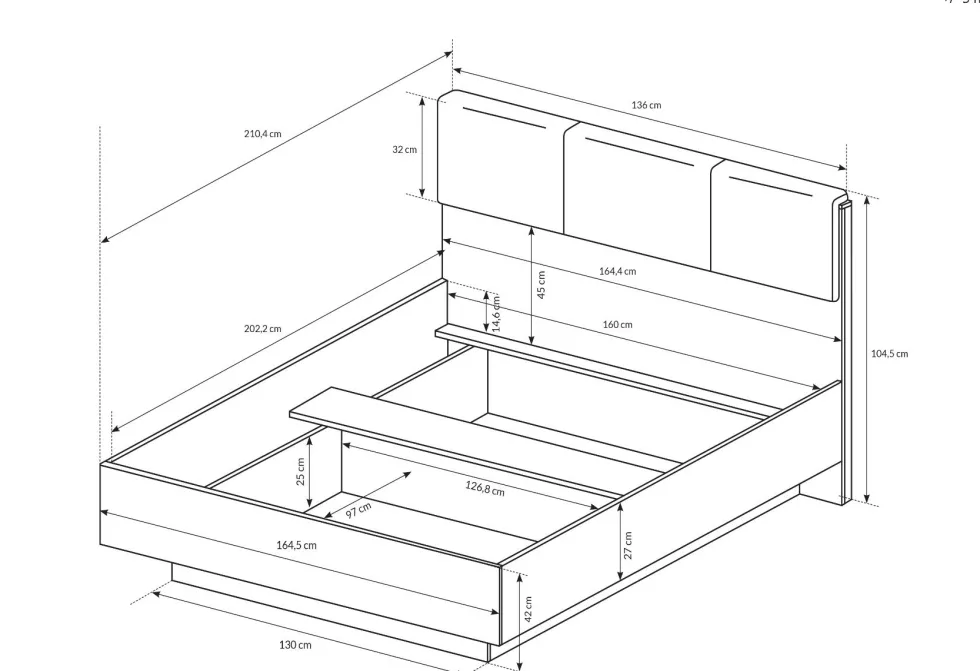 Letto matrimoniale contenitore 160X200 cm rovere LLK1
