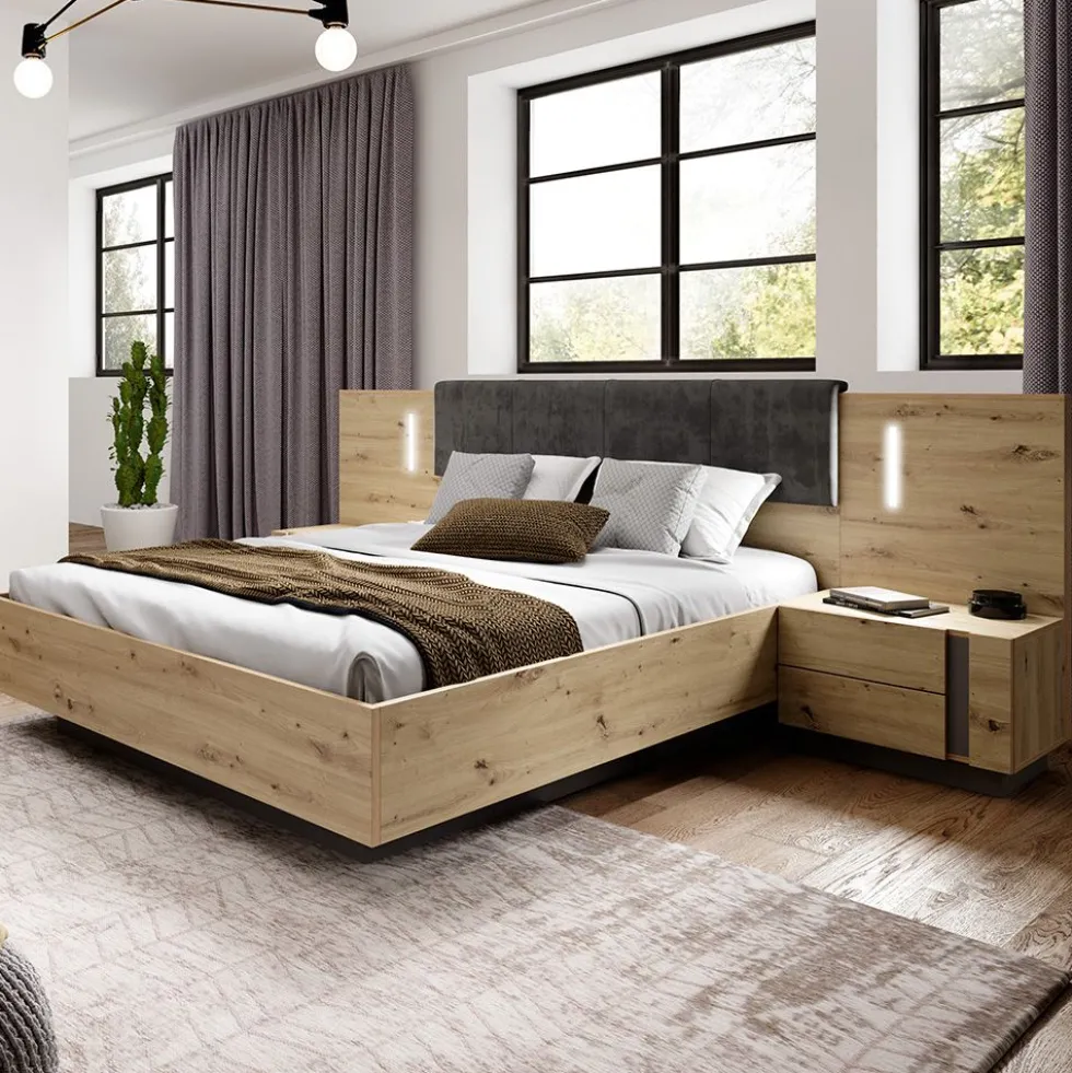 Letto matrimoniale contenitore 160X200 cm rovere LLK1