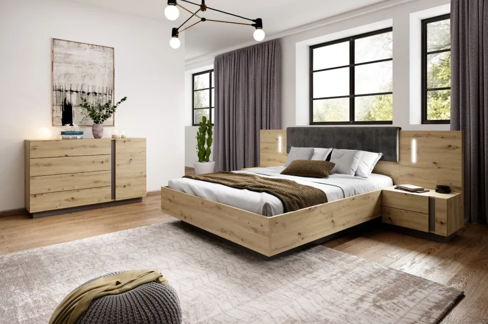 Letto matrimoniale contenitore 160X200 cm rovere LLK1