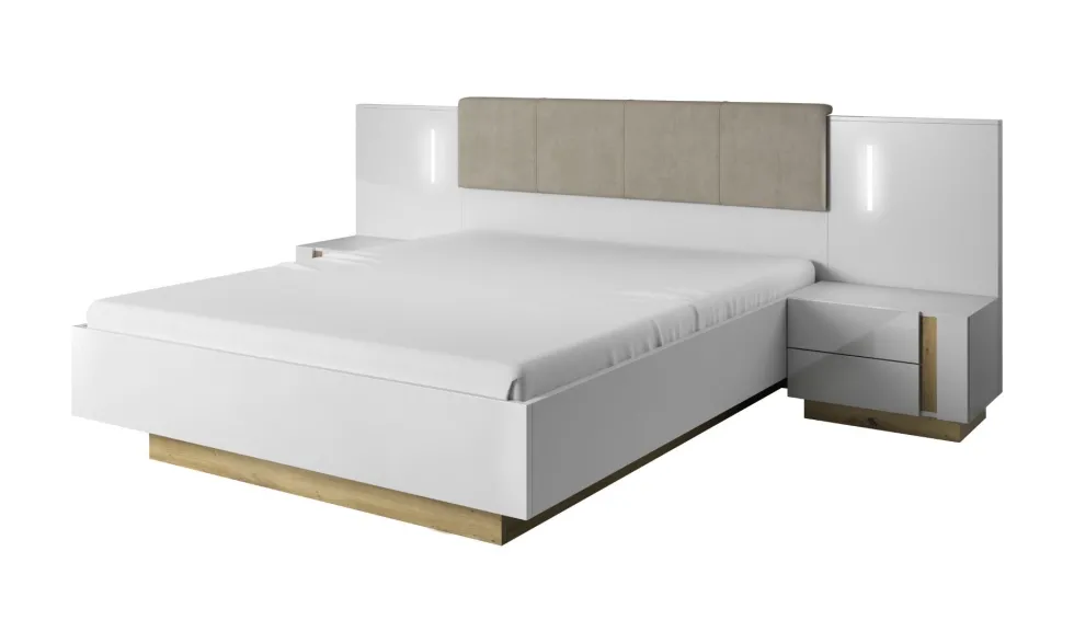 Letto matrimoniale contenitore 160X200cm bianco lucido LLK1