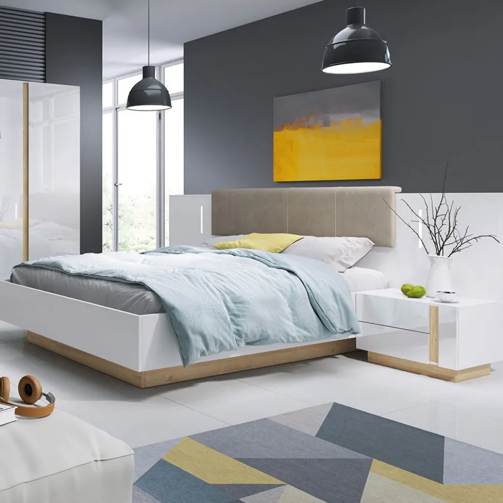 Letto matrimoniale contenitore 160X200cm bianco lucido LLK1