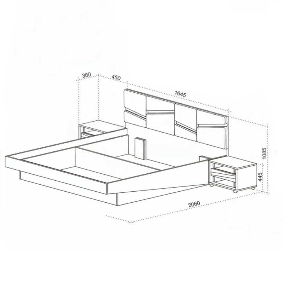 Letto matrimoniale contenitore 160x200 cm con testiera imbottita e comodini, beige e verde oliva LU45