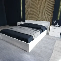 Letto matrimoniale elegante bianco lucido LI4