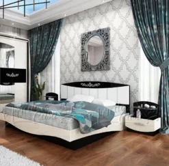 Letto matrimoniale marmo bianco e nero 160x200 LU15