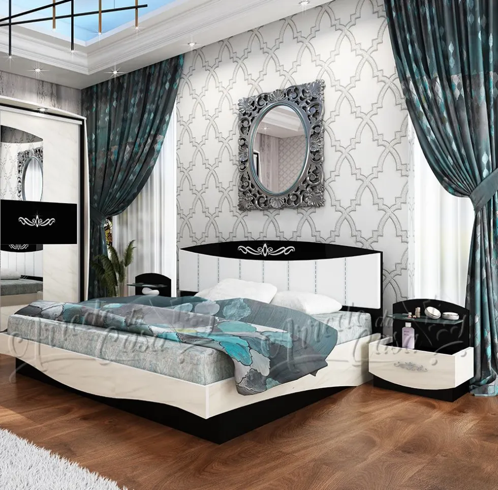 Letto matrimoniale marmo bianco e nero 160x200 LU15