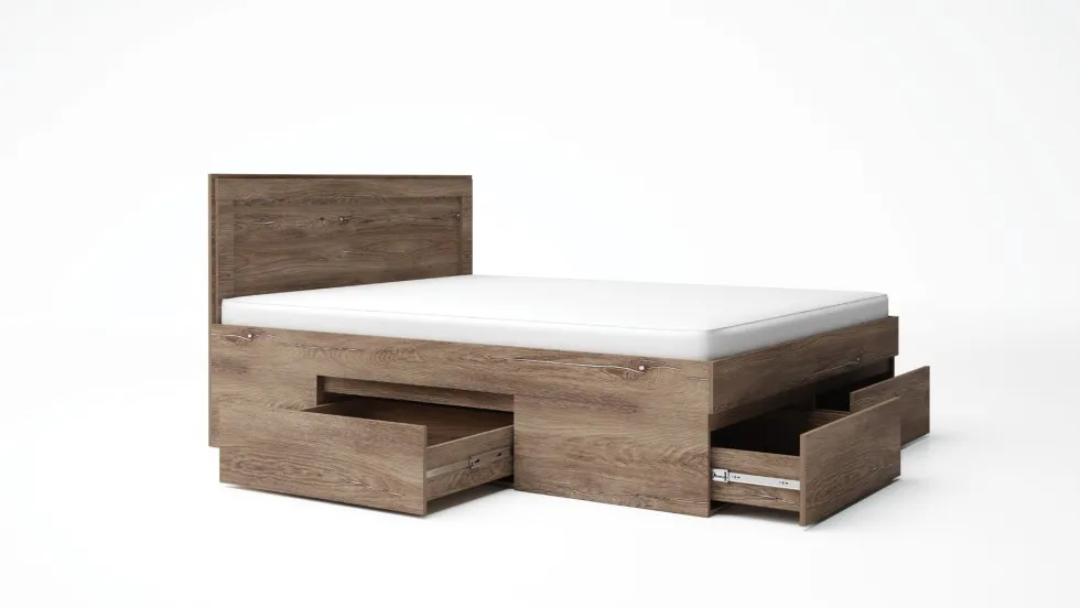 Letto matrimoniale moderno con cassetti 160x200 marrone effetto legno LG60