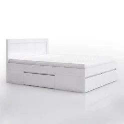 Letto matrimoniale moderno con cassetti 160x200 bianco lucido LG60