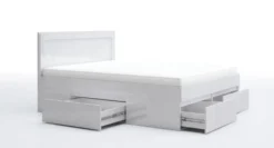 Letto matrimoniale moderno con cassetti 160x200 bianco lucido LG60