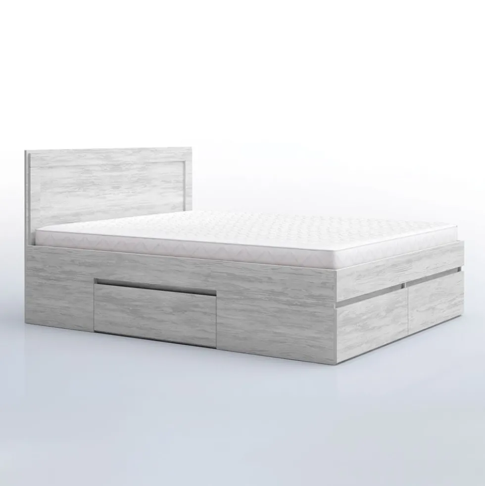 Letto matrimoniale moderno con cassetti 160x200 bianco legno LG60
