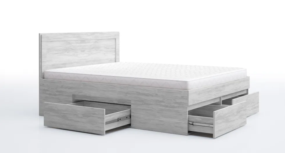 Letto matrimoniale moderno con cassetti 160x200 bianco legno LG60