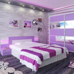 Letto matrimoniale rosa e bianco LU17