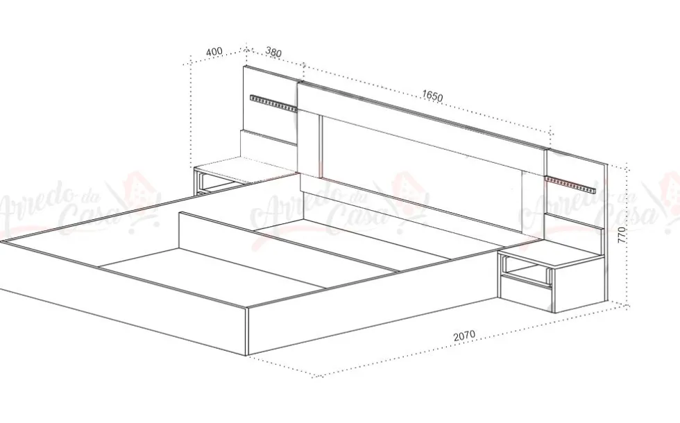 Letto matrimoniale rosa e bianco LU17