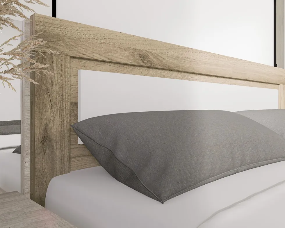 Letto matrimoniale rovere chiaro e bianco 160x200 LI22