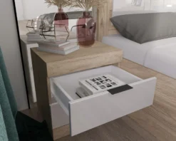 Letto matrimoniale rovere chiaro e bianco 160x200 LI22