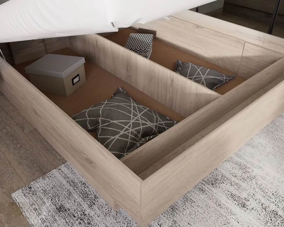 Letto matrimoniale rovere chiaro e bianco 160x200 LI22