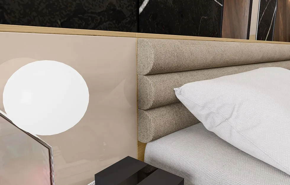 Letto matrimoniale rovere con comodini integrati 160x200 LI24