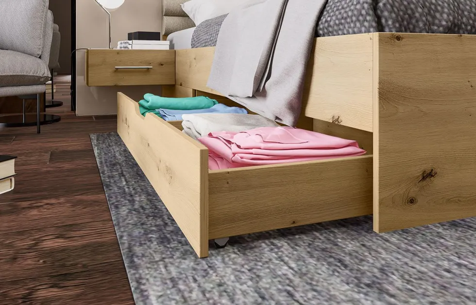 Letto matrimoniale rovere con comodini integrati 160x200 LI24