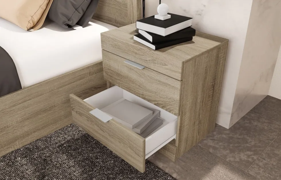 Letto matrimoniale 160x200 con comodini in rovere LI1