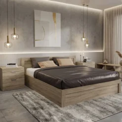 Letto matrimoniale 160x200 con comodini in rovere LI1