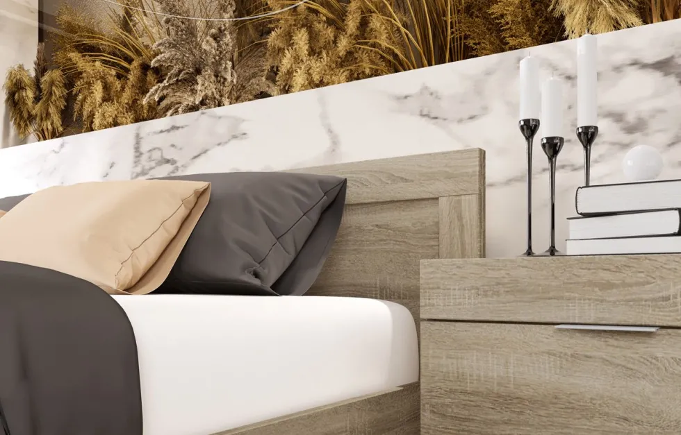 Letto matrimoniale 160x200 con comodini in rovere LI1