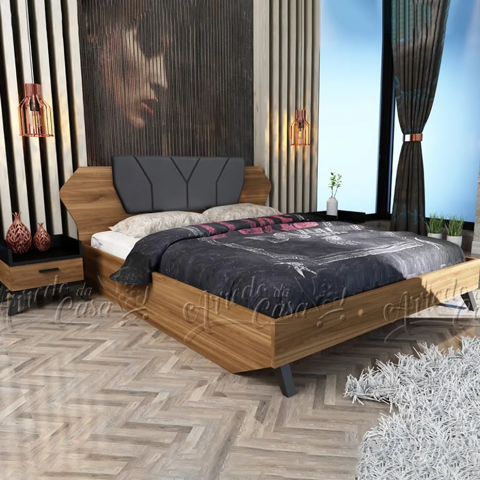 Letto matrimoniale 160x200 nero e castagno LU2
