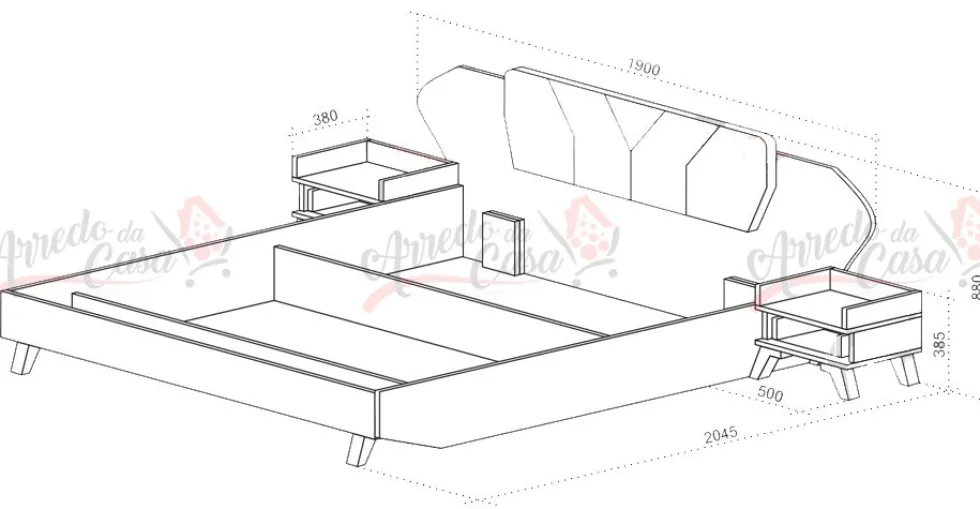 Letto matrimoniale 160x200 nero e castagno LU2