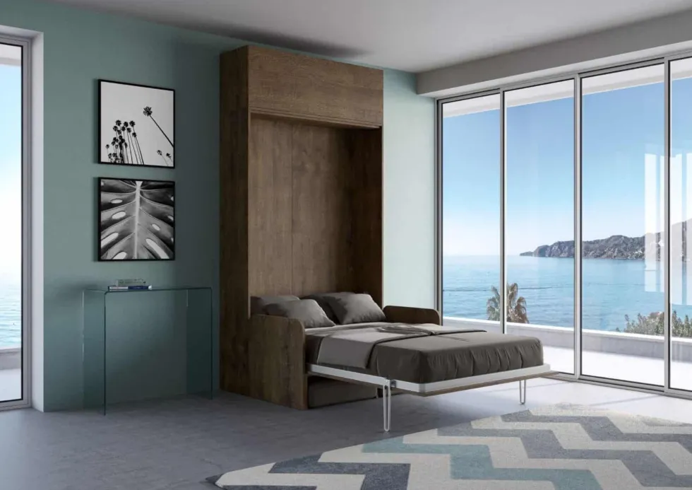 Letto piazza e mezza a scomparsa con divano KNT4
