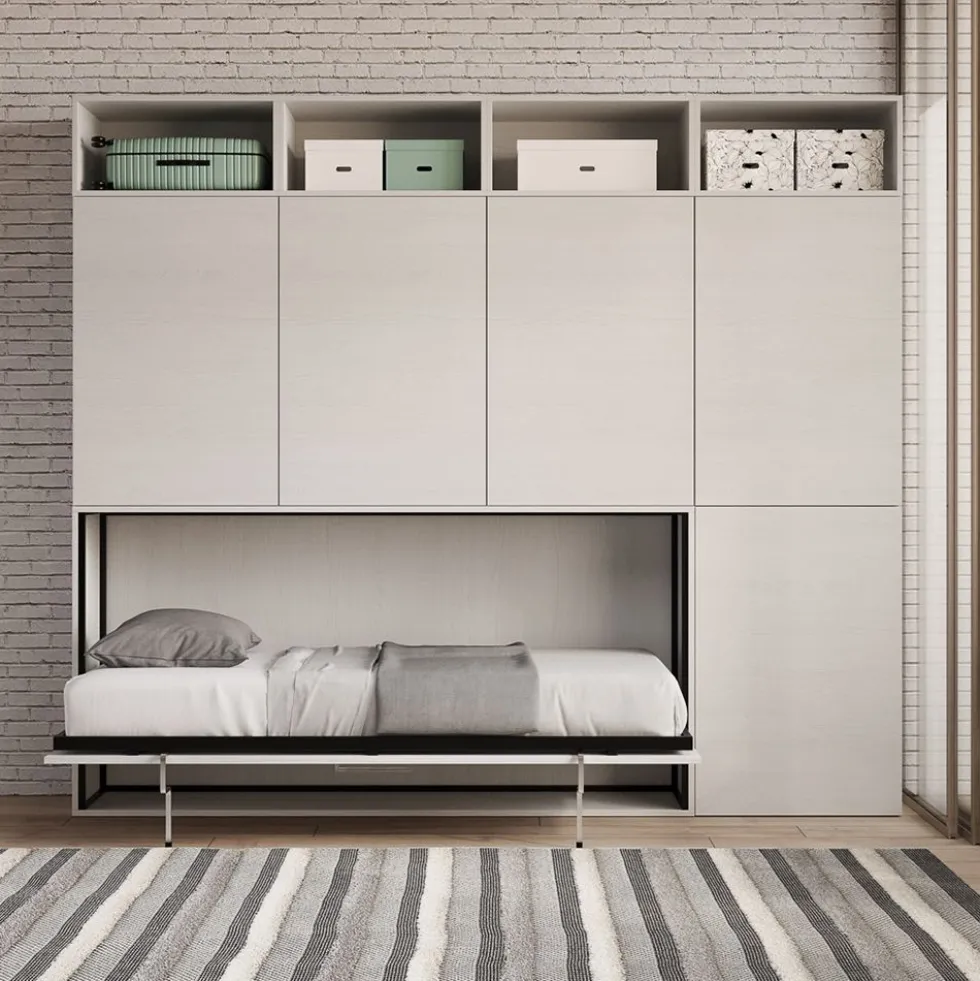 Letto singolo a scomparsa con ante KNDB