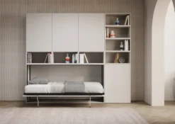 Letto singolo bianco frassino a scomparsa KNDE