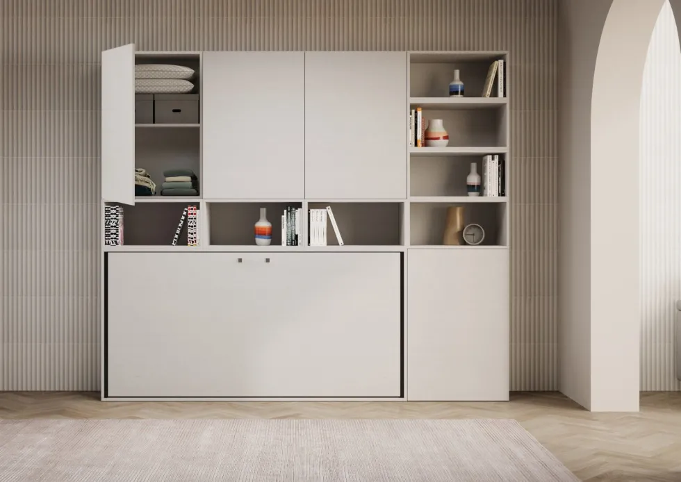 Letto singolo bianco frassino a scomparsa KNDE