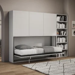 Letto singolo bianco frassino a scomparsa KNDG