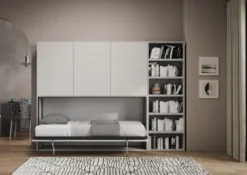 Letto singolo bianco frassino a scomparsa KNDG