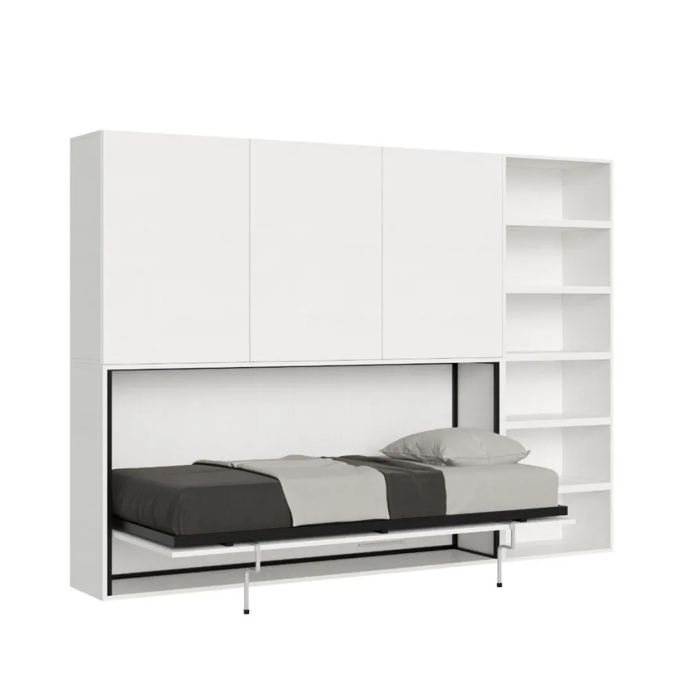 Letto singolo bianco frassino a scomparsa KNDG